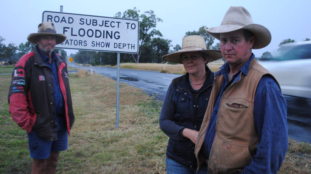 COUNTING THE COST: Millmerran landholders Tracy and Jed Cameron with their neighbour Russell Stevens (left) say the greatest impact of the inland land will be the destruction of prime agricultural land and rural communities.