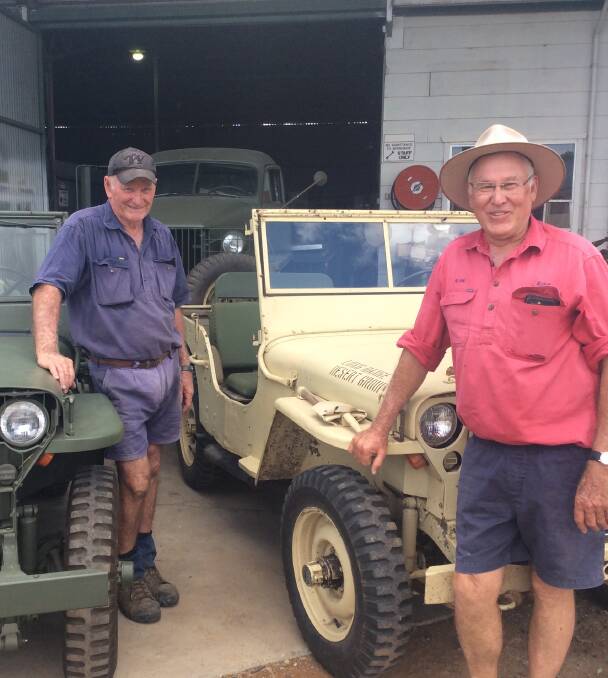 WWII Jeep enthusiasts Roger North and Alan Rae. 