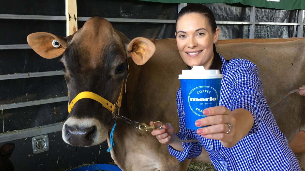Caty Wallis from Merlo doing her part at the Ekka to increase milk consumption. 