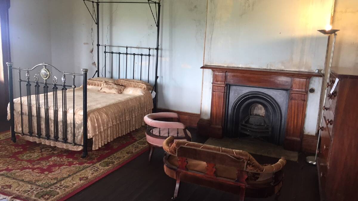 Much of Glengallan is still to be restored. Pictured is the homestead's splendid main bedroom, located on the south east upstairs corner of the building. 