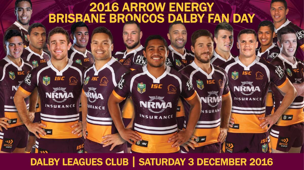 FAN DAY: The Brisbane Broncos are heading to Dalby.