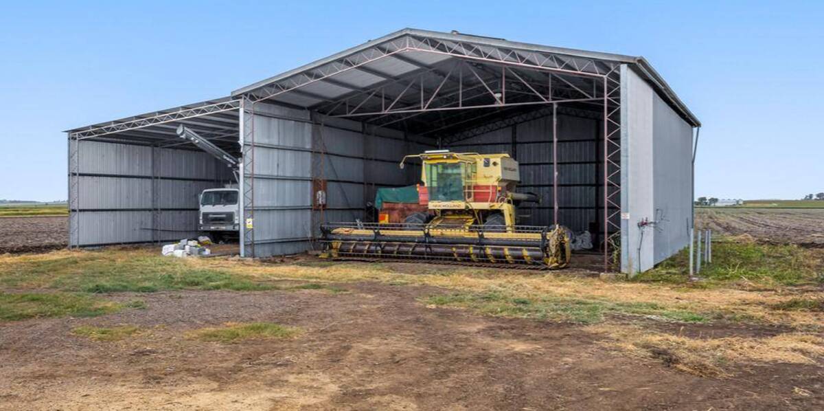 Infrastructure on Frees includes a steel framed machinery shed with a skillion. Picture supplied