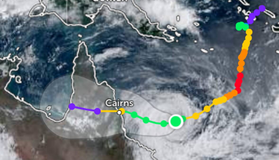 Cyclone Jasper is set to cross the Queensland coast between Cape Flattery and Cardwell on Wednesday. Map by zoom.earth