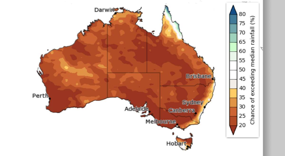 The Bureau of Meteorology has issued a 'high chance' forecast for June to August. Source - BOM
