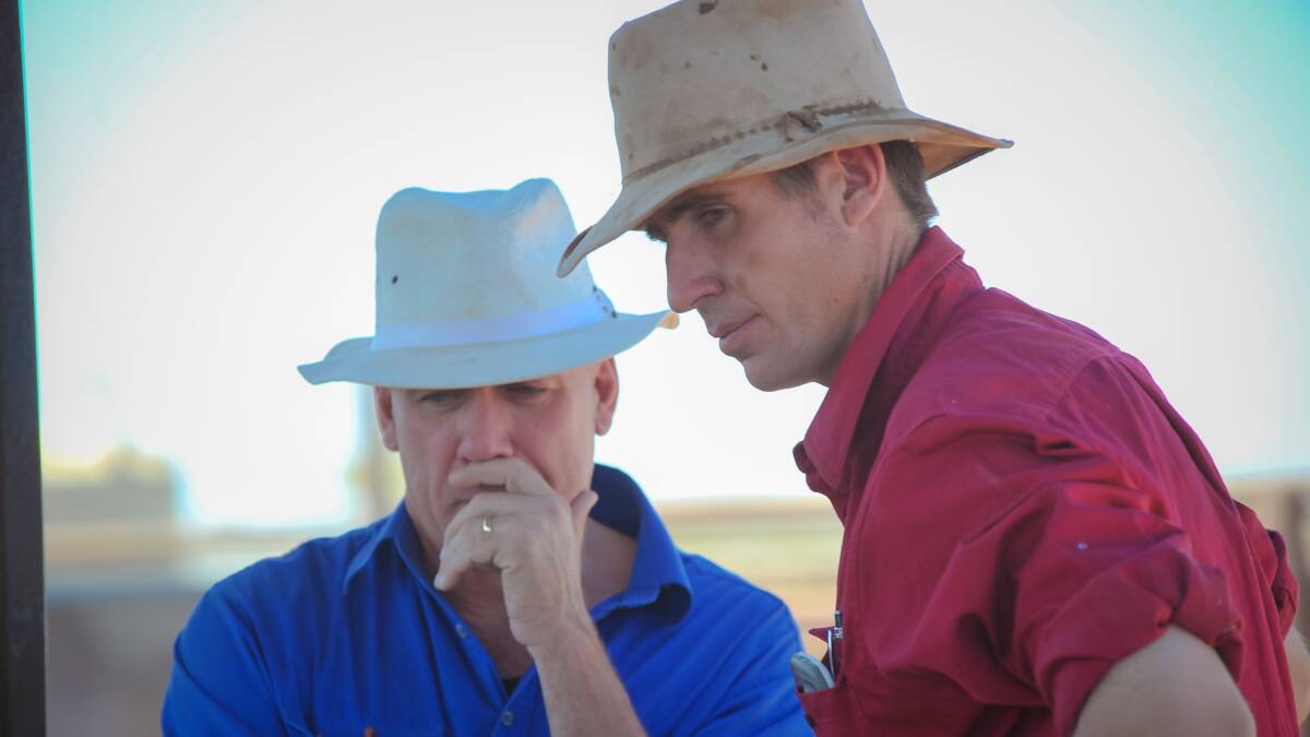INDUSTRY LEGACY: Chick Olsson and MDH's Alistair McDonald seeing the continuation of pain relief trial work initiated by the late Zanda McDonald at Devoncourt, Cloncurry. - Photo Kelly Butterworth