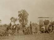 JT Maunder driving a steam tractor to demonstrate new tandem ploughs at a field day near Pallamallawa, NSW, 1916. Photo: Copyright Maunder Family