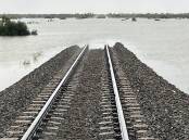 The crucial Trans-Australian Railway which connects Australia from east to west has been cut by floodwaters along the Nullarbor. Pictures: ARTC.