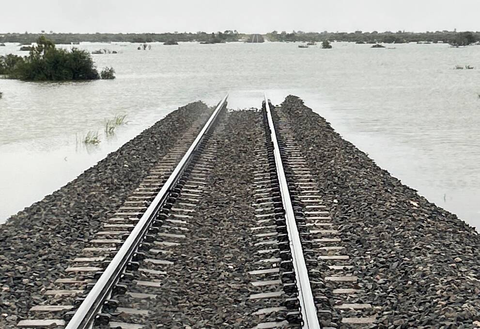 The timeline for the re-opening of the flooded rail line has been extended until at least the middle of next week. Picture: ARTC.